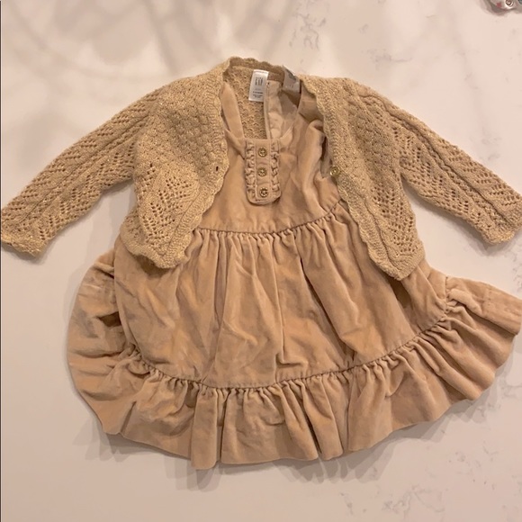 GAP Other - Baby gap velvet dress and with crocheted cardigan